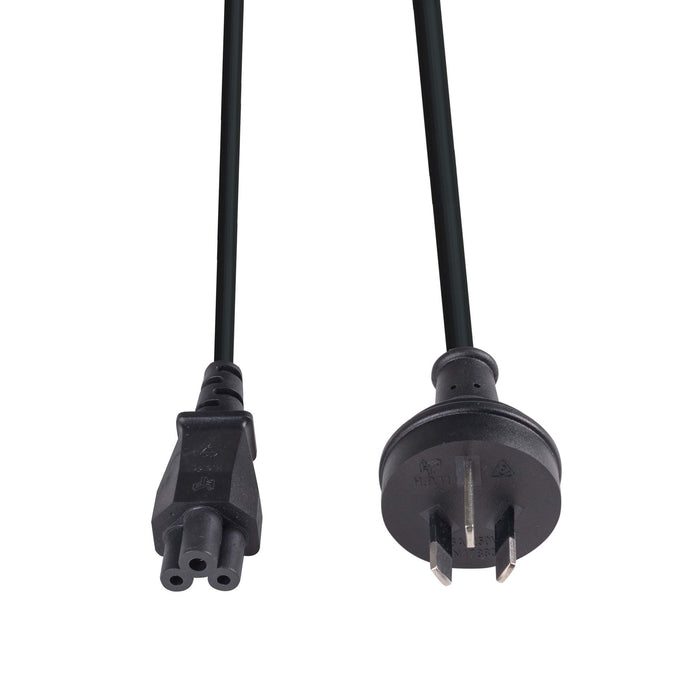DYNAMIX 1M 3-Pin to C5 Clover Shaped Female Connector 7.5A. SAA approved Power Cord. 0.75mm copper core. BLACK Colour. CDC-POWERNC1