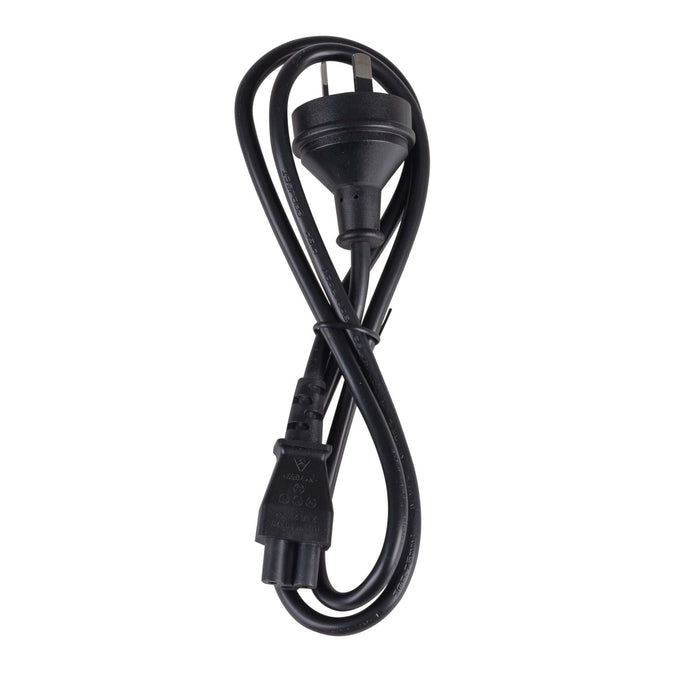 DYNAMIX 1M 3-Pin to C5 Clover Shaped Female Connector 7.5A. SAA approved Power Cord. 0.75mm copper core. BLACK Colour. CDC-POWERNC1