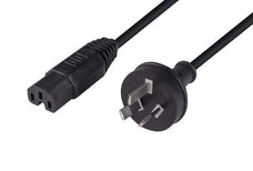 DYNAMIX 1M 3-Pin to Notched C15 Rubber Flex SAA Approved Power Cable.1.0mm copper core. Colour Black. CDC-POWERC15-1