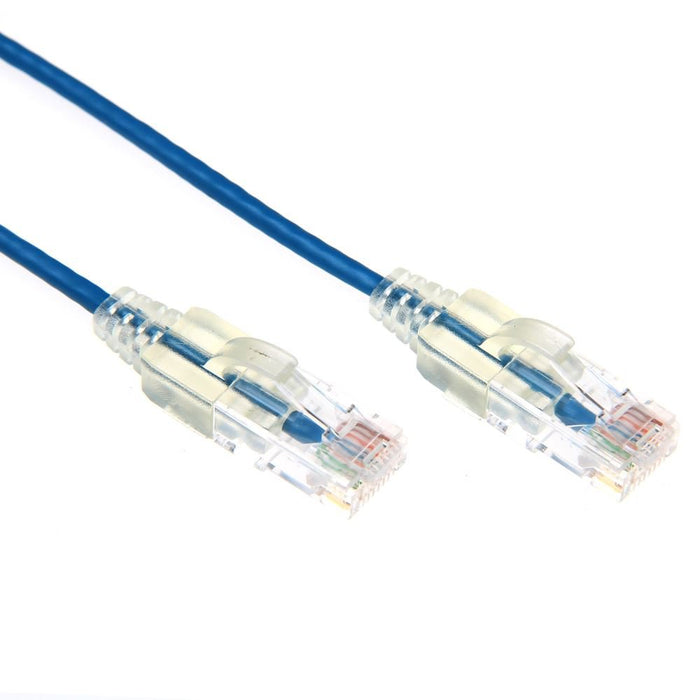 DYNAMIX 1m Cat6A 10G Blue Ultra-Slim Component Level UTP Patch Lead (30AWG) with RJ45 Unshielded Gold Plated Connectors. Supports PoE IEEE 802.3af (15.4W). CDPLSE-C6-1