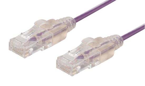 DYNAMIX 1m Cat6A 10G Purple Ultra-Slim Component Level UTP Patch Lead (30AWG) with RJ45 Unshielded Gold Plated Connectors. Supports PoE IEEE 802.3af (15.4W). CDPLSP-C6-1