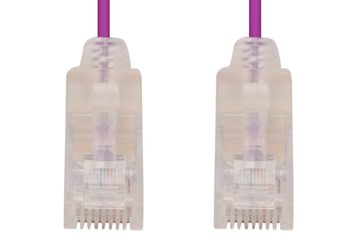 DYNAMIX 1m Cat6A 10G Purple Ultra-Slim Component Level UTP Patch Lead (30AWG) with RJ45 Unshielded Gold Plated Connectors. Supports PoE IEEE 802.3af (15.4W). CDPLSP-C6-1