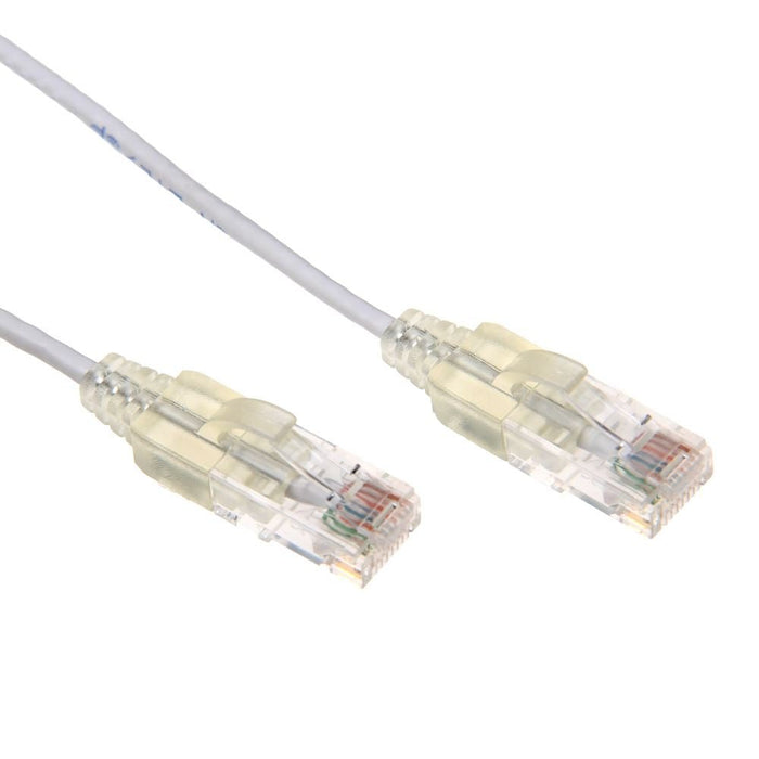 DYNAMIX 1m Cat6A 10G White Ultra-Slim Component Level UTP Patch Lead (30AWG) with RJ45 Unshielded Gold Plated Connectors. Supports PoE IEEE 802.3af (15.4W). CDPLSW-C6-1