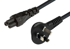 DYNAMIX 1M Flat Head 3-Pin to C5 Clover Shaped Female Connector 7.5A. SAA approved Power Cord. 0.75mm copper core. BLACK Colour. CDC-PFH3PC5-1