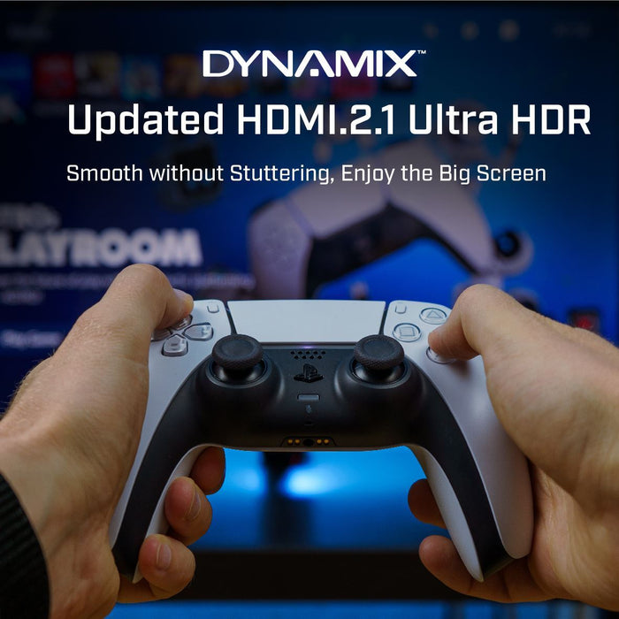DYNAMIX 1M HDMI 2.1 Ultra-High Speed 48Gbps Cable. Supports up to 8K@60Hz. Supports Dolby True HD 7.1, HDR10+, Dolby Vision IQ, eARC, VRR, HFR, QFT, ALLM, QMS, DSC, G-Sync & FreeSync. Gold-Plated CDC-HDMI48G-1