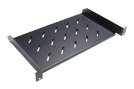 DYNAMIX 1RU 19'' Cantilever Shelf. Overall Depth: 275mm, Shelf Depth: 245mm. Weight Rating: 15kg. Black Colour *Includes Cage Nuts CDRACS-275