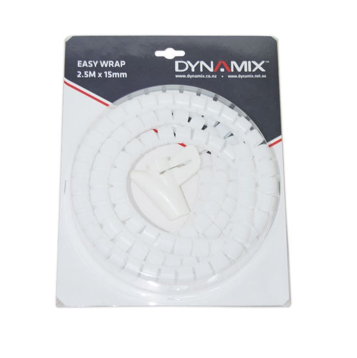 Dynamix 2.5mx15mm Easy Wrap, Cable Management Solution, White CDEW-15RW