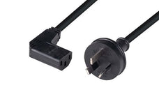 DYNAMIX 2M 3-Pin Plug to Right Angled IEC C13 Female Connector 10A SAA  Approved Power Cord. 1.0mm copper core. BLACK Colour.  STOCK CLEARANCE SALE UP TO 40% OFF CDC-POWERCR
