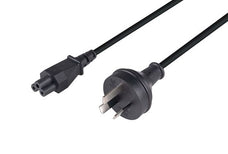 DYNAMIX 2M 3-Pin to C5 Clover Shaped Female Connector 7.5A. SAA approved Power Cord. 0.75mm copper core. BLACK Colour. CDC-POWERNC