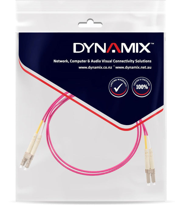 DYNAMIX 2M 50u LC/LC OM4 Fibre Lead (Duplex, Multimode) Raspberry Pink LSZH Jacket CDFL-LCLCOM4-2