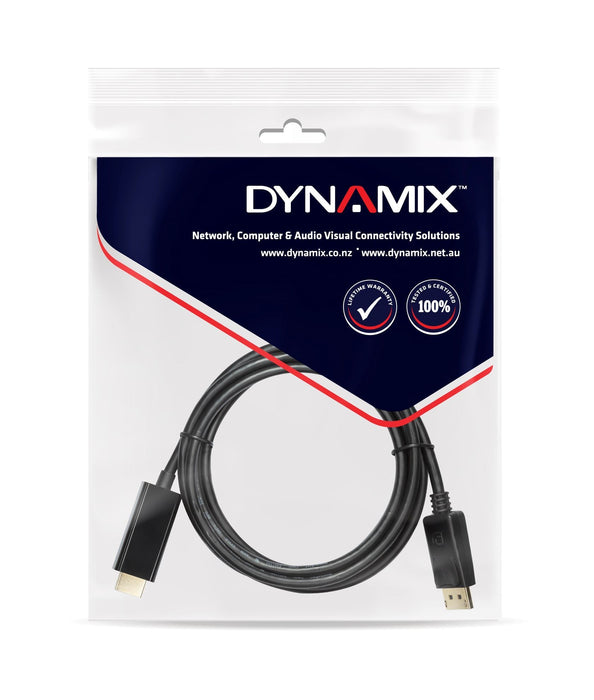DYNAMIX 2m DisplayPort 1.2 to HDMI 1.4 Monitor cable. Max Max Res: 4K@30Hz (3840x2160) CDC-HDMIDP-2