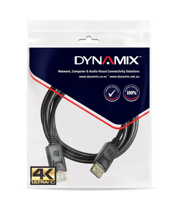 DYNAMIX 2m DisplayPort v1.2 Cable with Gold Shell Connectors DDC Compliant. 4K60Hz CDC-DP12-2M