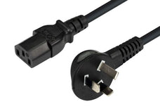 DYNAMIX 2M Flat Head 3-Pin to C13 Female Connector 7.5A SAA Approved Power Cord. 0.75mm copper core. BLACK Colour. CDC-PFH3PC13-2