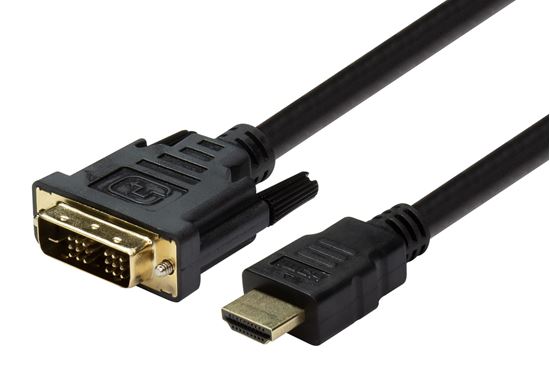 DYNAMIX 2m HDMI Male to DVI-D Male (18+1) Cable. Single Link Max Res: 1080P@60Hz, Bi-directional. CDC-HDMIDVI-2