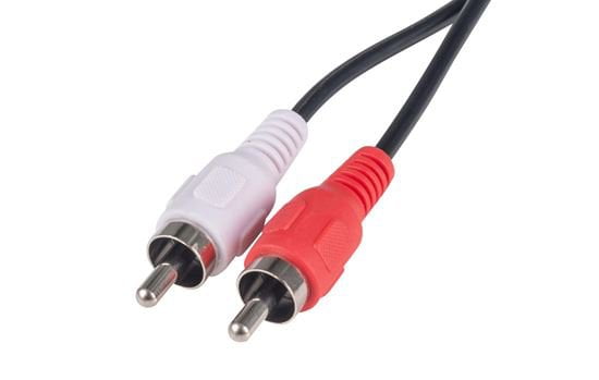 DYNAMIX 2m RCA Audio Cable 2 RCA to 2 RCA Plugs, 30AWG, Coloured Red & White. CDCA-2RCA-2