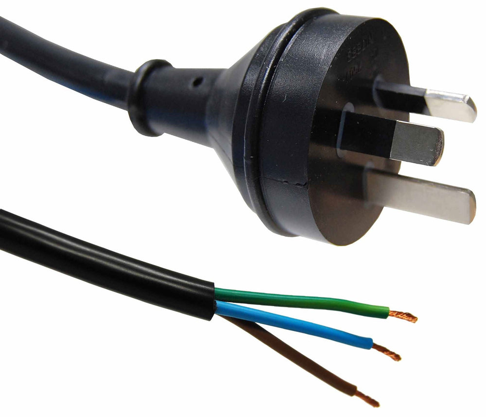 3 Point Plug With Casing DYNAMIX 3M 3-Pin Plug to Bare End, 3 Core 1.5mm Cable, Black Colour, S ...