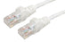 DYNAMIX 3m Cat6 White  UTP Patch Lead (T568A Specification) 250MHz 24AWG Slimline Snagless Moulding with Unshielded Gold Plate Connector. CDPLW-C6A-3