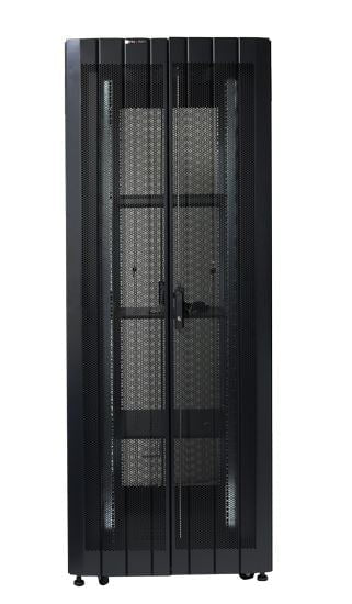 DYNAMIX 47RU Server Cabinet 1000mm Deep (800x1000x2250mm) FLAT PACK 3x fixed shelves, 4x fans, 25x cage nuts, 4x castors, 4x levelling feet Single front & bifold rear mesh doors. 6-Way PDU installed. Black CDRST47-8X10FP