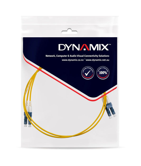 DYNAMIX 5M 9u LC/LC Duplex Single Mode G657A1 Bend Insensitive Fibre Lead. Yellow LSZH Jacket CDFSM-LCLC-5