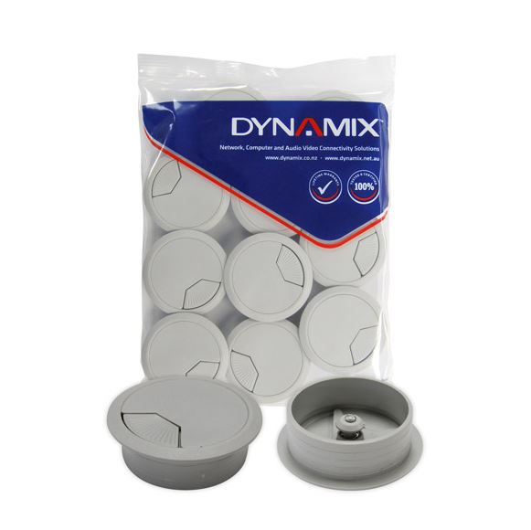 Dynamix 60mm Round Desk Grommet, Grey, 10 Pack CDCG60GY-10