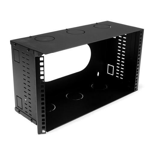 DYNAMIX 6U 200mm Deep 19'' Fully Enclosed Hinged Wall Mount Bracket. Includes Lid & Base Panels. Incorporates Side Venting & Rear Entry Plus Knock Outs on Top, Bottom & Sides. Black Colour CDHWMB200-6U