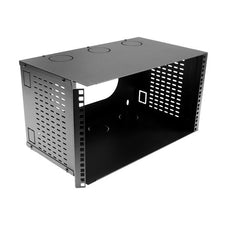 DYNAMIX 6U 300mm Deep 19'' Fully Enclosed Hinged Wall Mount Bracket. Includes Lid & Base Panels. Incorporates Side Venting & Rear Entry Plus Knock Outs on Top, Bottom & Sides. Black Colour CDHWMB300-6U