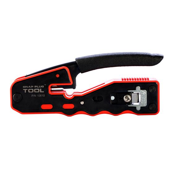 DYNAMIX Compact Push Through Crimper with Built-in Stripping & Cutting Blade. Built-in Conductor Straightener. Push-button Lock for Easy Blade Storage. Compatible with Cat5e/6/6a Plugs. *Blades PTC-BLADE CDPTC-CP