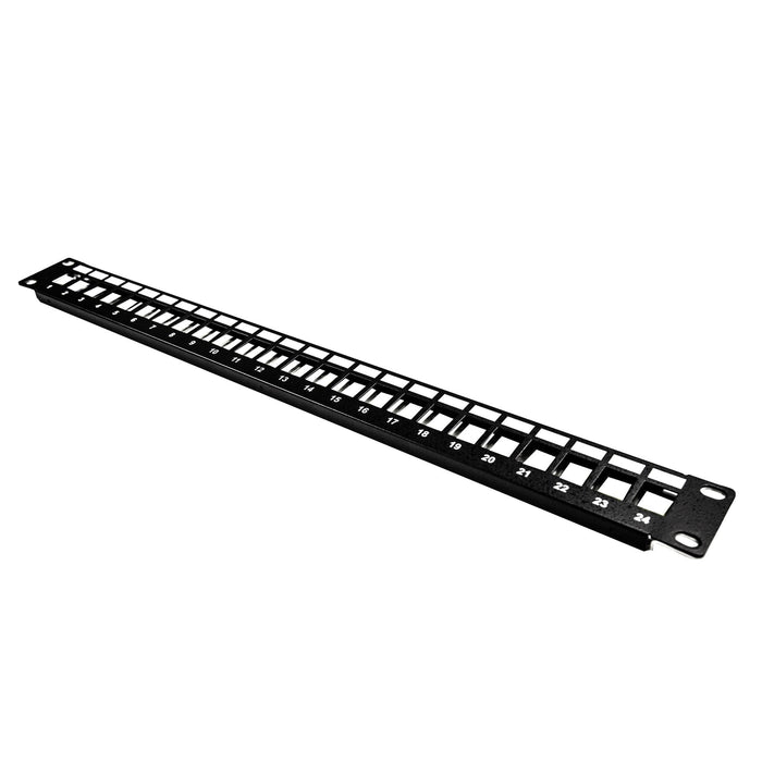 DYNAMIX Horizontal 19'' 1RU Unloaded 24 Port UTP Patch Panel. RoHS Numbered 1-24. CDPP-UK-24