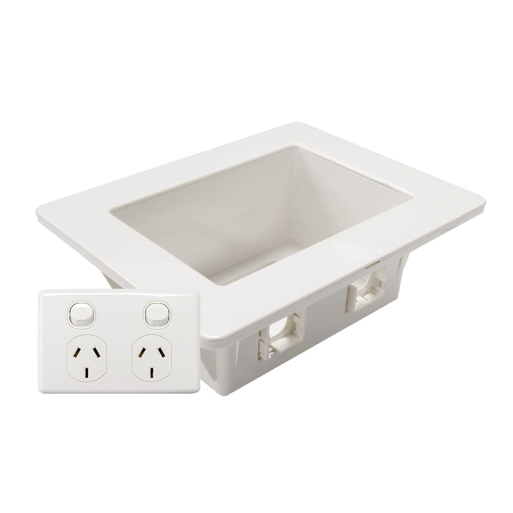 DYNAMIX Recessed Wall Box with 2x AMDEX style outlets. Incl. 2x ports ...