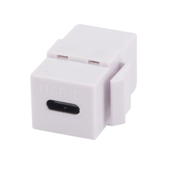 DYNAMIX USB-C 3.1 Keystone Jack Female to Female Connectors. White Colour. CDFP-USB3C-WH