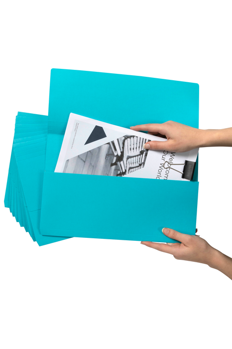 Marbig Foolscap Cardboard Document Wallet, 30mm Gusset, Marine x 10's pack