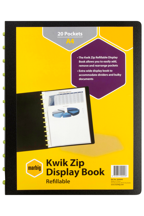 Marbig A4 20 Pocket Refillable Display Book