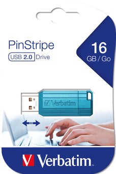 Verbatim Store'n'Go Pinstripe USB Flash Drive, 16GB, Blue