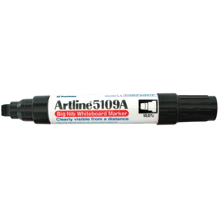 Artline 5109A Whiteboard Marker 10mm Chisel Nib - Black x 6's pack