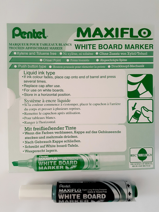 Pentel Maxiflo Whiteboard Marker Chisel Tip, Green