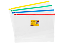 Marbig B4 Zip Clear Case pack of 12 in Assorted Colours (395mm x 290mm)