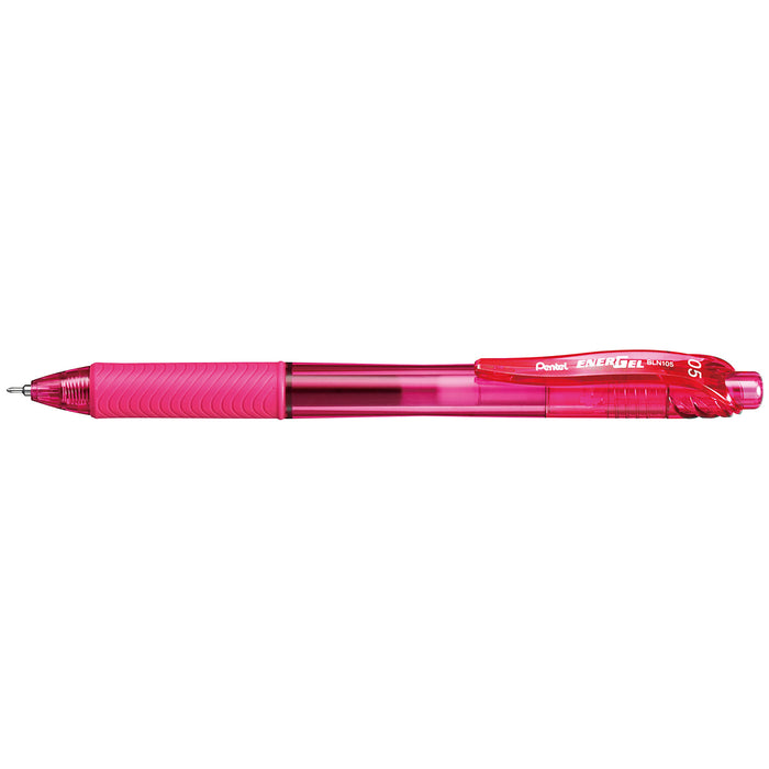 Pentel BLN105 Retractable Energel 0.5mm Gel Pen Pink - Pack of 12