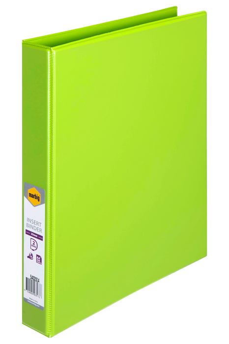 Marbig Overlay Insert Cover A4 Ring Binder 2/25 Lime, 2 D Ring