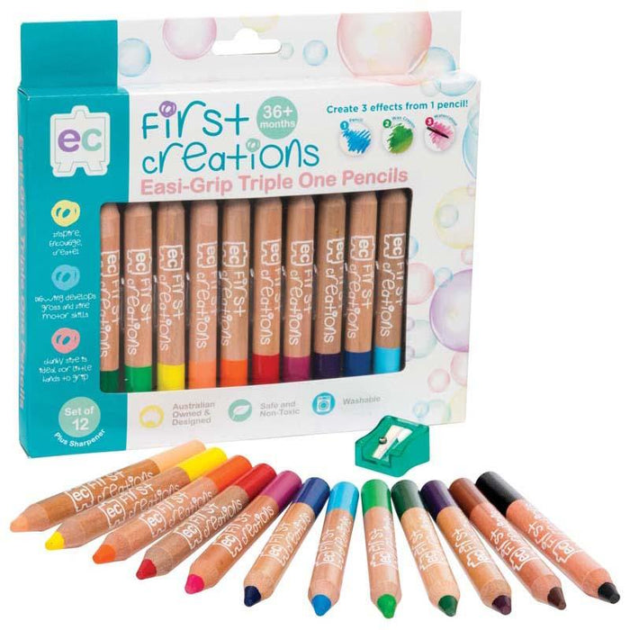 EC First Creations Easi-Grip Triple One Wooden Pencils Pack 12 CX227941