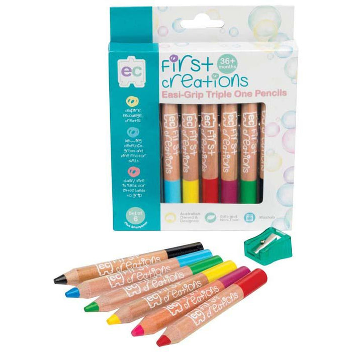 EC First Creations Easi-Grip Triple One Wooden Pencils Pack 6 CX227942