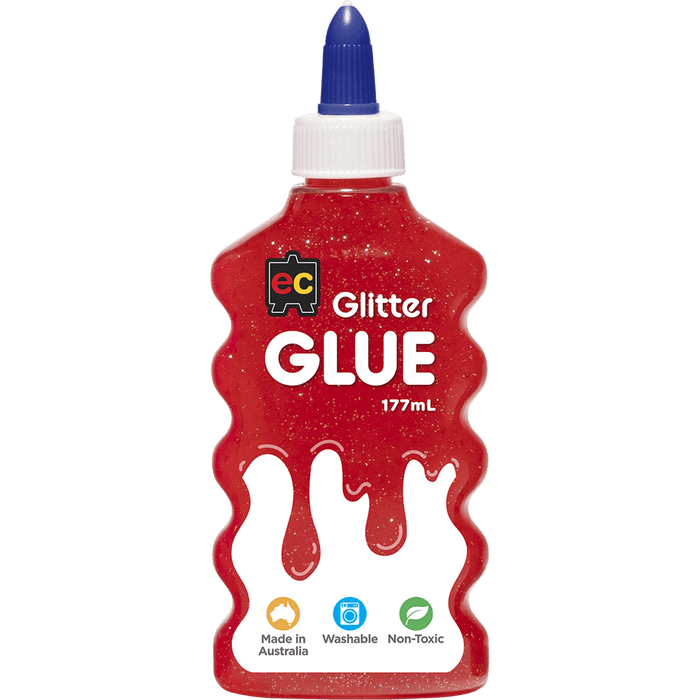 EC Glitter Glue 177ml Red CX228041