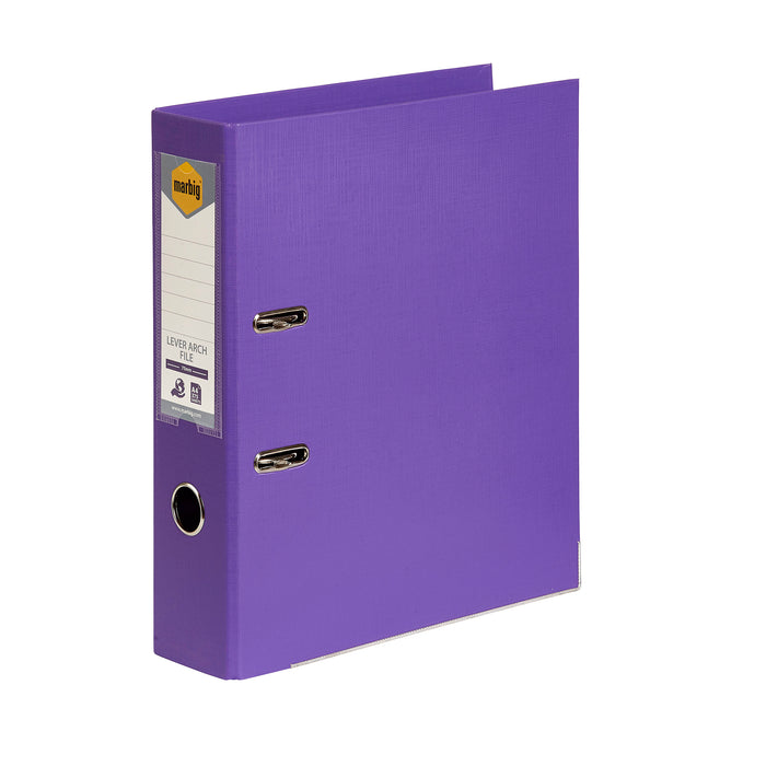 Marbig A4 Polyethylene (PE) Lever Arch File With Linen Finish Cover Purple