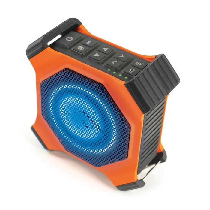 EcoXgear EcoEdge+ Waterproof Bluetooth Speaker, Compact, Rugged, RGB Party Lights, Orange, GDI-EXEGPL400 DSECXEEO