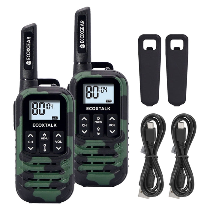 Ecoxgear Ecoxtalk 500mw Compact Handheld UHF Radio 3km Green Camo, 2’s Pack DSECXG502B