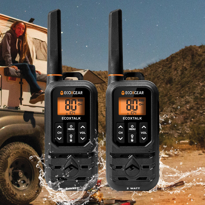 ECOXGEAR ECOXTALK EXG210S-2PK Rugged 2.0 Watt UHF Radios, Pack of 2, Black DSECXG2102