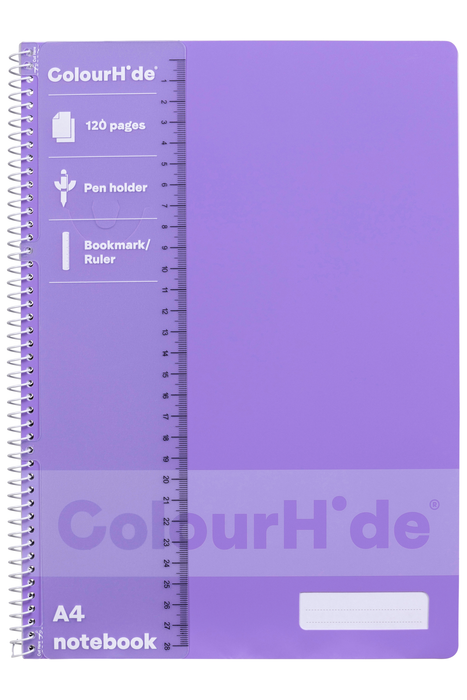 ColourHide A4 Notebook, 120 Pages, Lavender