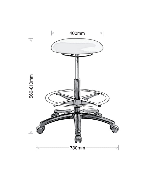 Eden Button Stool Height Adjustable, With Footring, Black PU ED-BUTTON-HIGHLIFT-LUSTCHBLK