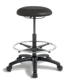 Eden Button Stool Height Adjustable, With Footring, Black PU ED-BUTTON-HIGHLIFT-LUSTCHBLK
