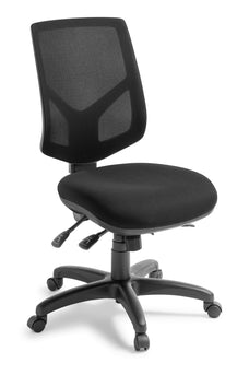 Eden Crew 3-lever Highback Ergonomic Chair, Black Fabric ED-CREW-BLK