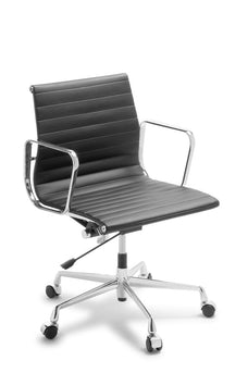 Eden Eames Replica Classic, Mid Back, Chrome Frame Meeting Chair - Black Leather-Look PU Vinyl ED-EAMESCLMBCF-BLKPU